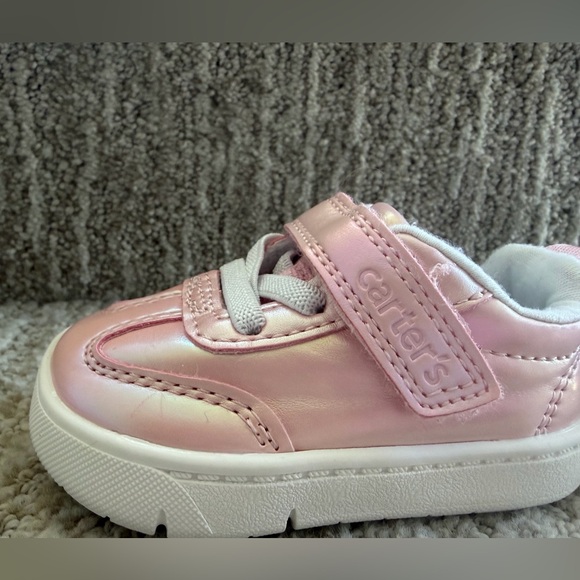 Carter’s Pink iridescent baby girl sneakers. Size 2. - Picture 4 of 9